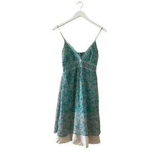 Estam V- Neck Adjustable  Bohemian Festival Spaghetti Straps Floral Dress #1000
